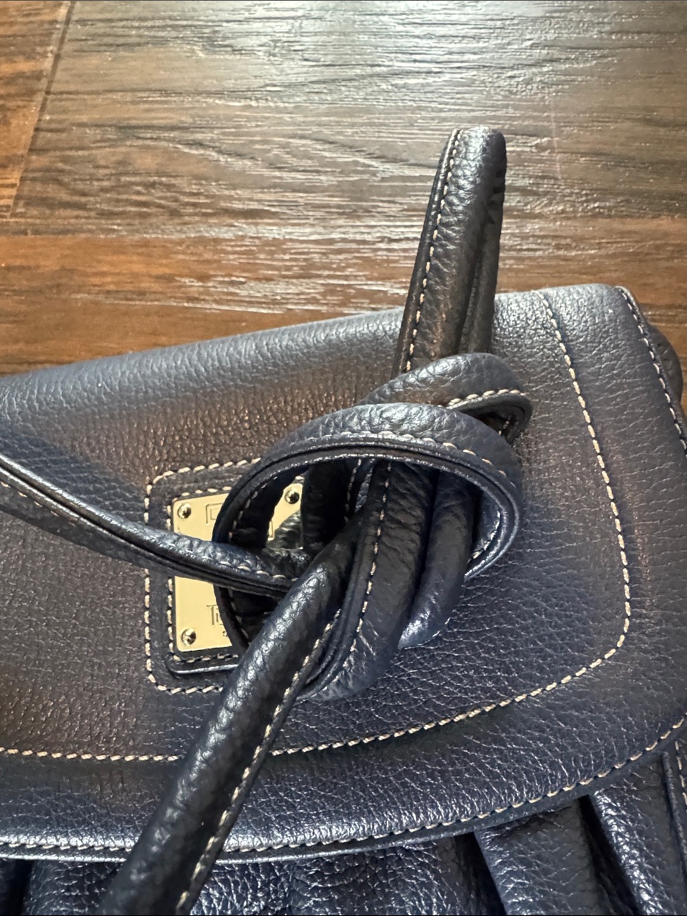 Tignanello Leather Navy Blue Crossbody Bag with Silver Accent - Picture 5 of 10